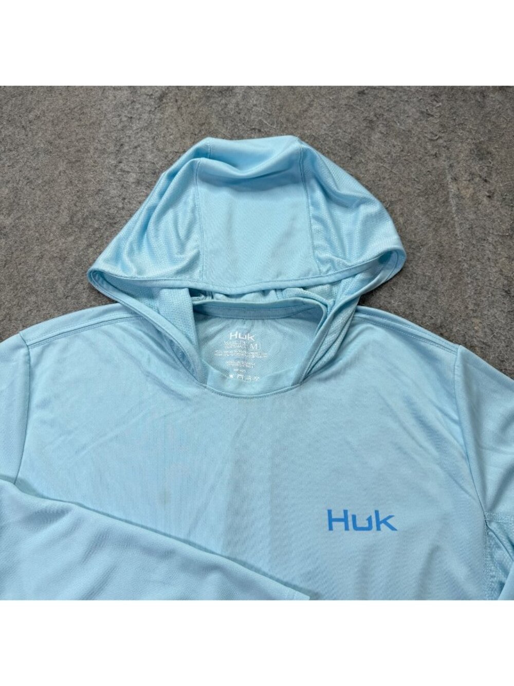 Huk Hoodie Men M Blue Solid Lightweight Performance Pullover b032